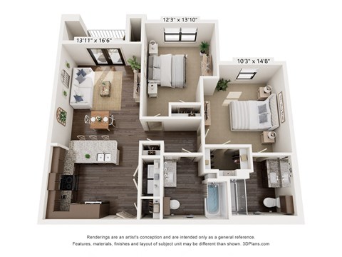 B1022 floor plan of a house with a bedroom and a living room